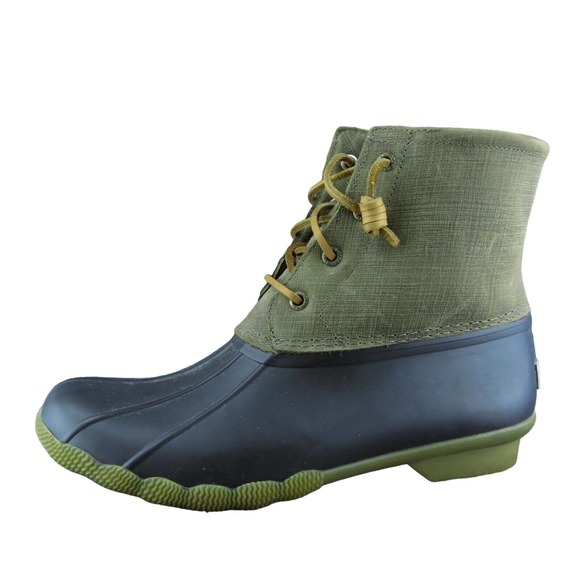 SPERRY Women Duck Boots Brown Rubber Zip Size‎ 9 Medium - Picture 1 of 10